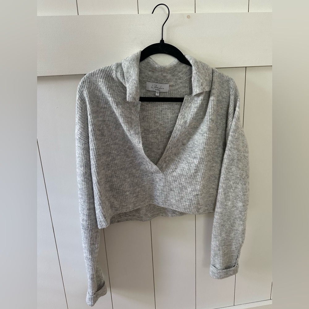 L’Academie Collared Crop Sweater